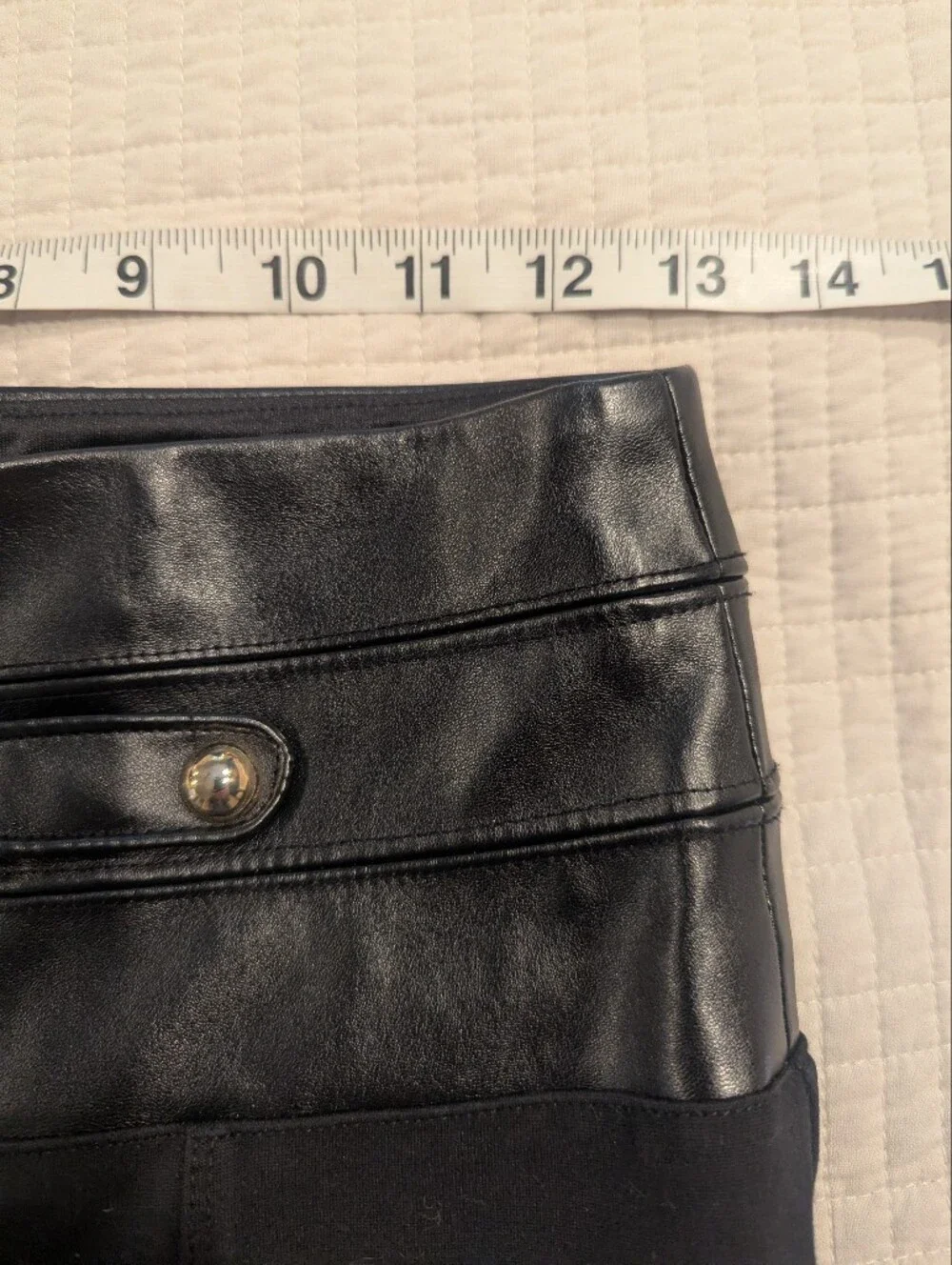 BEBE Black Ponte Leggings with Faux-Leather High Waist & Gold Hardware Small